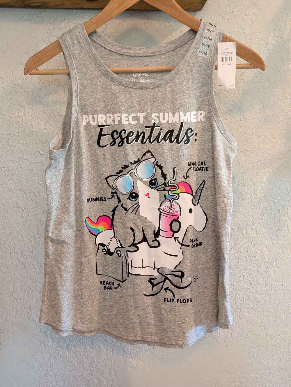 Justice Girls Grey 'Purrfect Summer Essentials' Tank Top